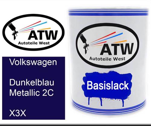 Volkswagen, Dunkelblau Metallic 2C, X3X: 1L Lackdose, von ATW Autoteile West.